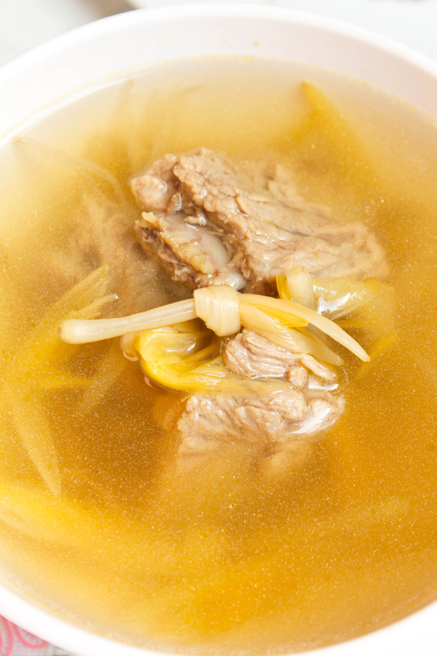 Chinese style soup with day lily and sparerib.