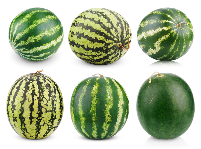 Set of watermelon fruits isolated on white background