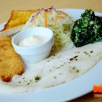 ปลาย่าง+ปลาทอด+ผักโขมผัดเนย