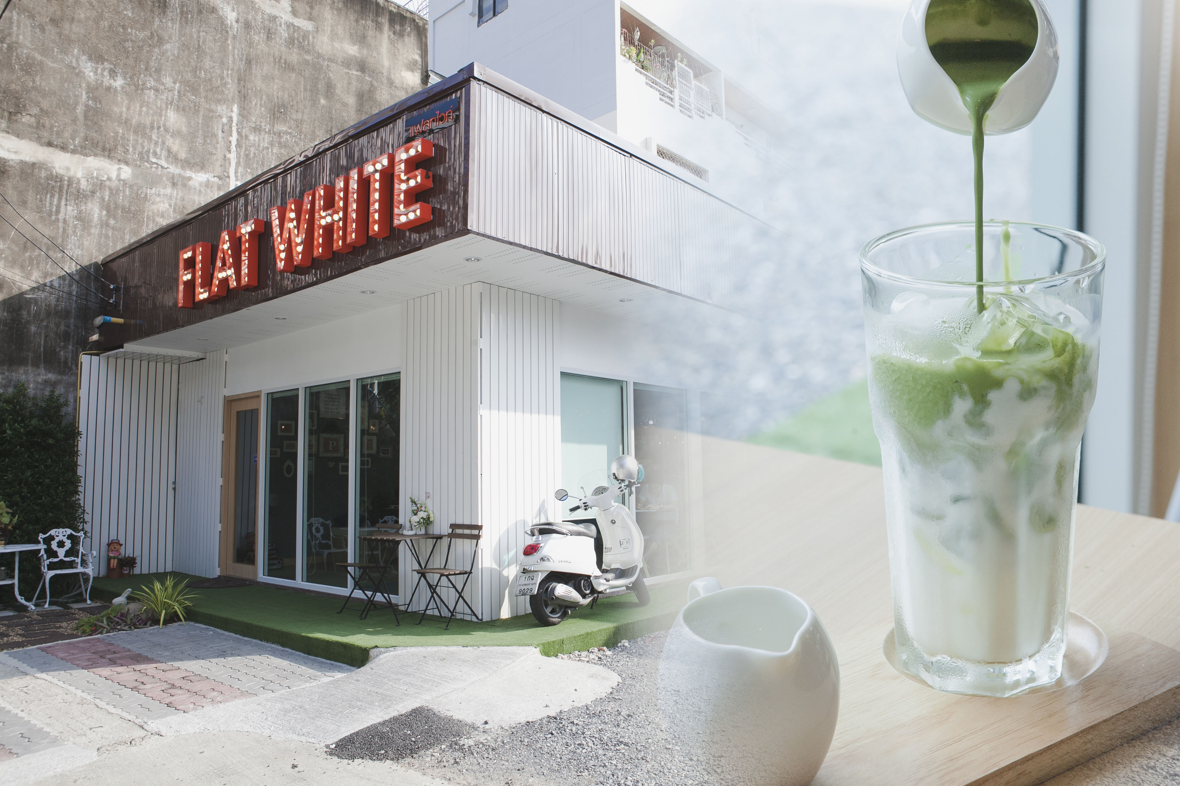 cafe FLAT WHITE กาแฟ